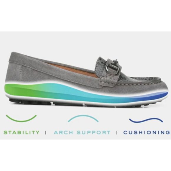 Vionic Dayna Suede Loafers Snake Print - Charcoal - 9.5 WIDE - Picture 10 of 11